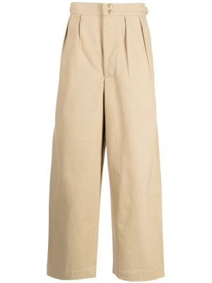 Spodnie bawełniane plisowane Bode brązowe
