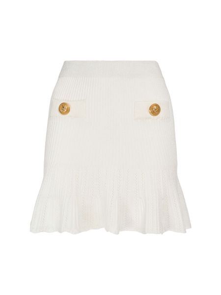 Plisované viskózové rozšířená sukně Balmain bílé