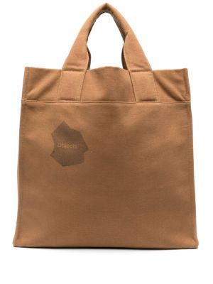 Βαμβακερή τσάντα shopper με σχέδιο Objects Iv Life καφέ