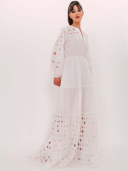 Платье с разрезом Uvia белое