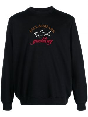 Bavlnený sveter s výšivkou Paul & Shark čierna