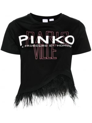Marškinėliai su plunksnomis Pinko juoda