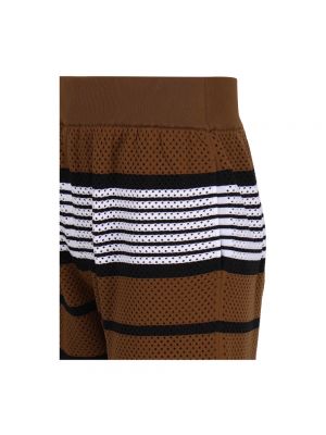 Pantalones cortos de nailon a rayas de malla Burberry marrón
