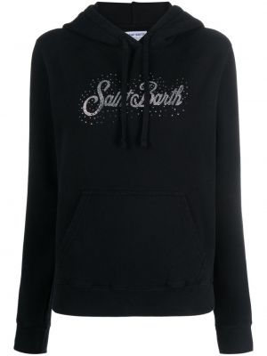 Pamučna hoodie s kapuljačom s kristalima Mc2 Saint Barth crna