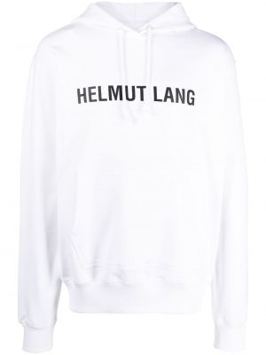 Bluza z kapturem z nadrukiem Helmut Lang biała