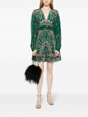 Mustriline siidist kleit Camilla roheline