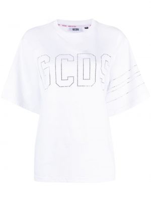 Marškinėliai su kristalais Gcds balta