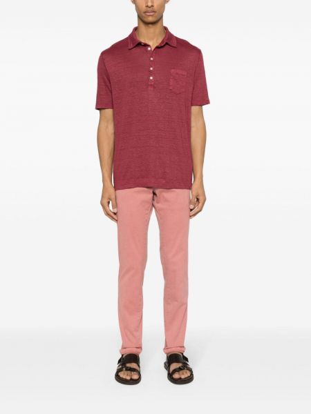 Lininis polo marškinėliai Massimo Alba raudona