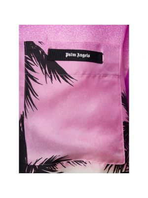Camisa de seda con estampado oversized Palm Angels violeta