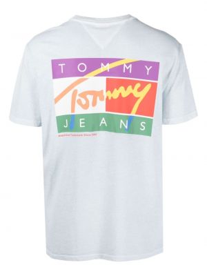 Kokvilnas t-krekls ar apdruku Tommy Jeans zils
