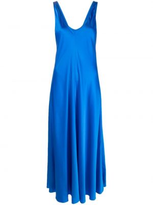 Плисирана коктейлна рокля без ръкави Forte_forte синьо