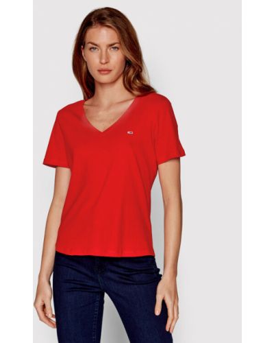 Tricou slim fit Tommy Jeans roșu