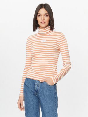 Bluză slim fit Calvin Klein Jeans portocaliu