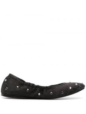 Жакардови ниски обувки с кристали Moschino черно