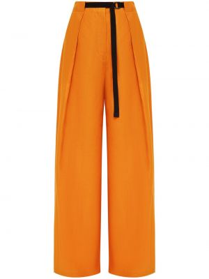 Ľanové rovné nohavice 12 Storeez oranžová