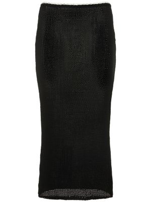 Плетена памучна пола Khaite черно