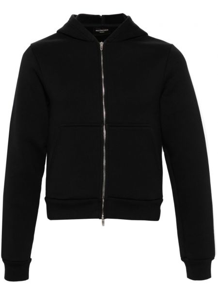 Kokvilnas kapučdžemperis ar rāvējslēdzēju Balenciaga melns