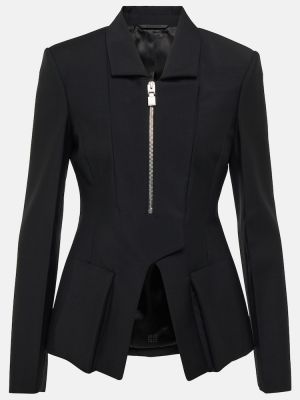 Moherowa kurtka wełniana z baskinką Givenchy czarna