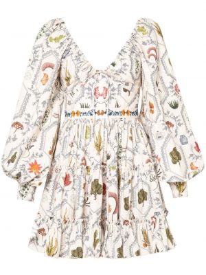 Obleka s cvetličnim vzorcem Agua By Agua Bendita bela