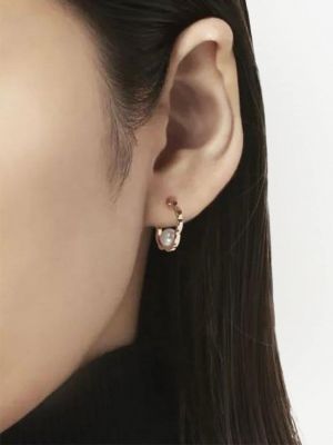 Rožinio aukso auskarai su perlais Mikimoto