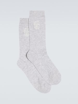 Bavlněné ponožky Brunello Cucinelli šedé