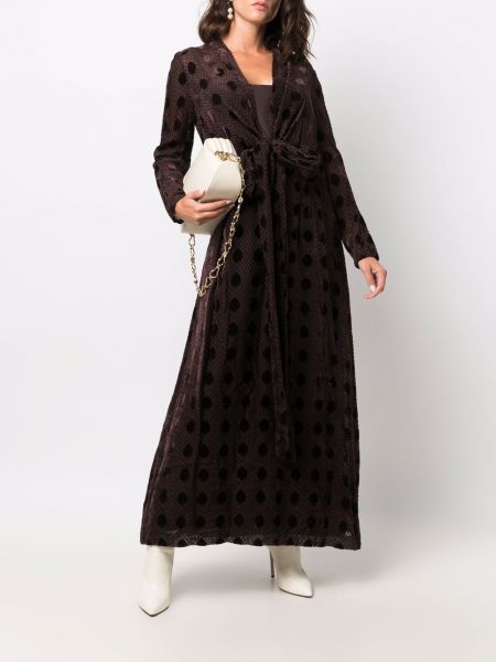 Vestido largo con lunares con estampado con escote v A.n.g.e.l.o. Vintage Cult marrón