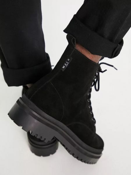 Замшевые ботинки на шнуровке Walk London черные