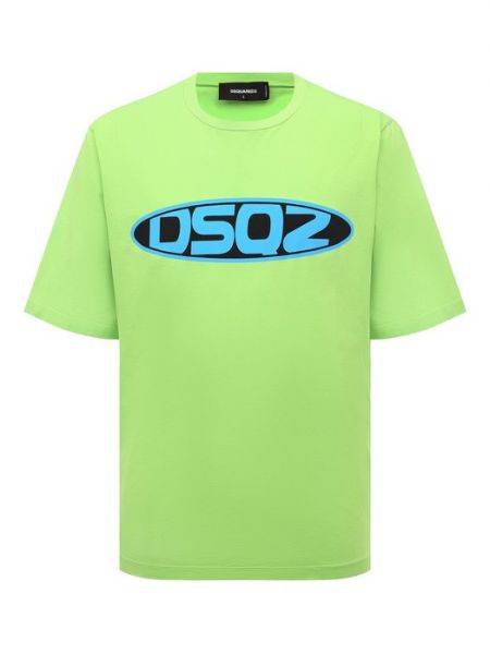 Хлопковая футболка Dsquared2 зеленая