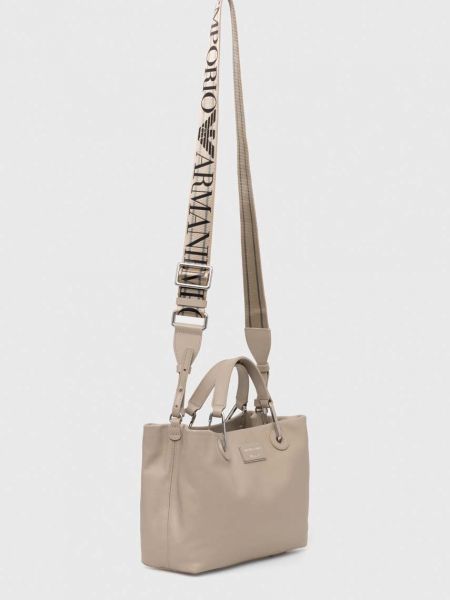 Кожаная сумка шоппер Emporio Armani бежевая