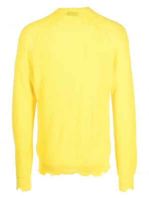 Pull effet usé en tricot Laneus jaune