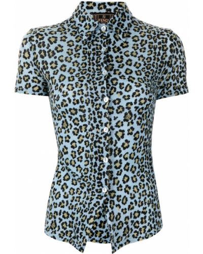 Camisa con estampado leopardo Fendi Pre-owned azul