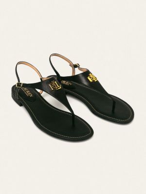 Sandały skórzane casual Lauren Ralph Lauren czarne