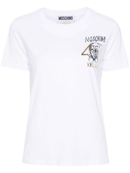 T-shirt aus baumwoll mit print Moschino weiß