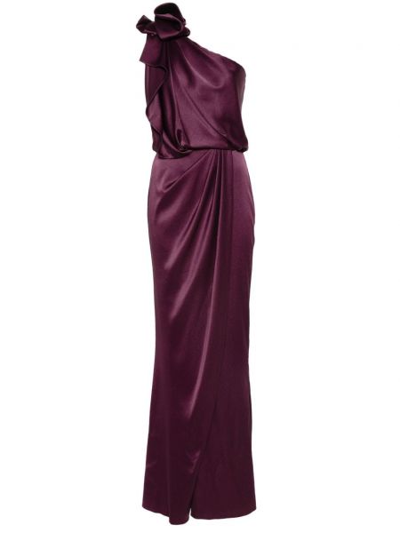Сатенена рокля с едно рамо Gemy Maalouf виолетово