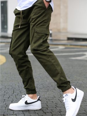 „cargo“ stiliaus kelnės su kišenėmis Madmext chaki