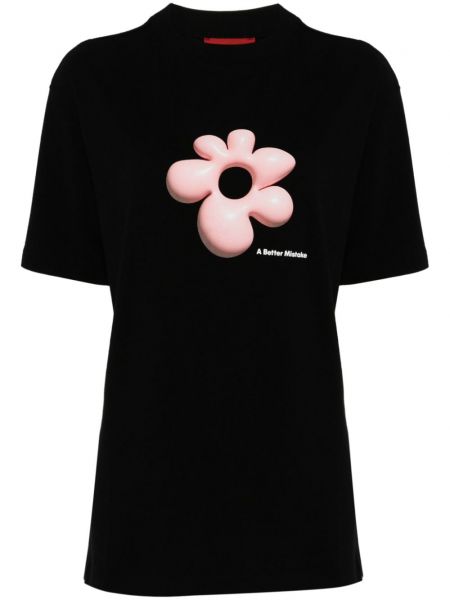 Тениска на цветя с принт с абстрактен десен A Better Mistake черно