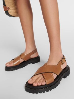 Kožené sandály Isabel Marant hnědé