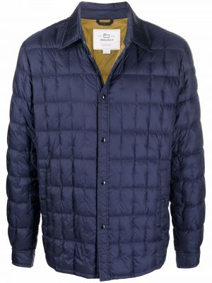 Pérový prešívaný kabát na gombíky Woolrich modrá