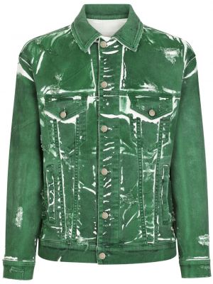 Obrabljena denim jakna Dolce & Gabbana zelena