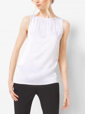 Плиссированная шелковая блузка Michael Michael Kors белая