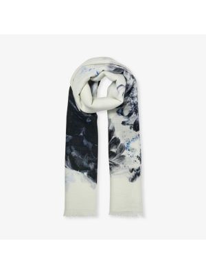 Кашемировый шарф в цветочек Alexander Mcqueen серый