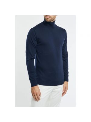 Jersey cuello alto de lana de lana merino de tela jersey Daniele Fiesoli azul