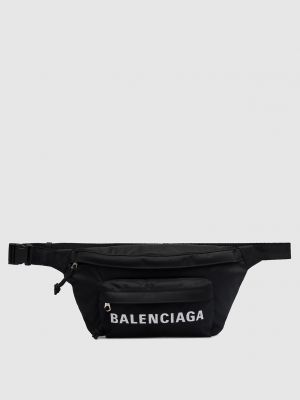 Поясная сумка с вышивкой Balenciaga черная