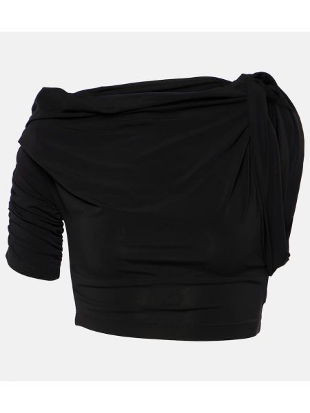 Crop top de tela jersey drapeado Jacquemus negro