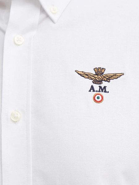 Біла пухова бавовняна сорочка на ґудзиках Aeronautica Militare