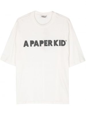 Βαμβακερή μπλούζα με σχέδιο A Paper Kid λευκό