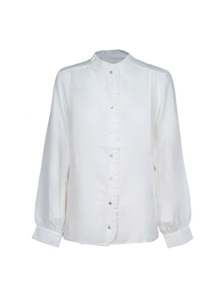 Jedwabna koszula z falbankami Iblues biała