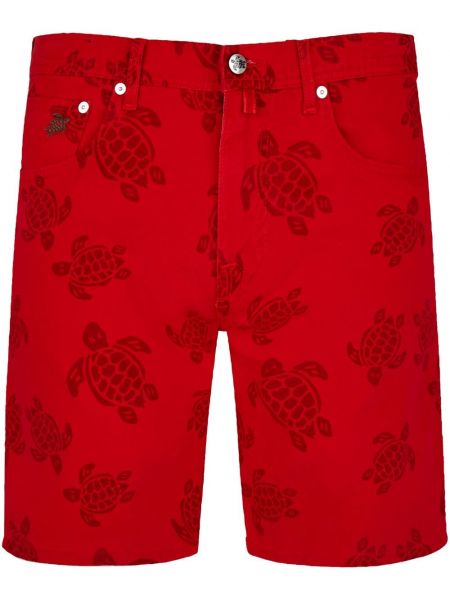 Bermudas en coton à imprimé Vilebrequin rouge