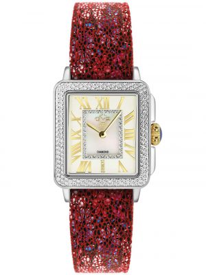 Кожаные часы в цветочек с принтом Gv2 By Gevril бордовые