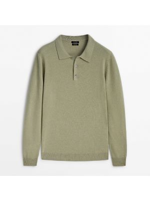 Шерстяной длинный свитер Massimo Dutti зеленый